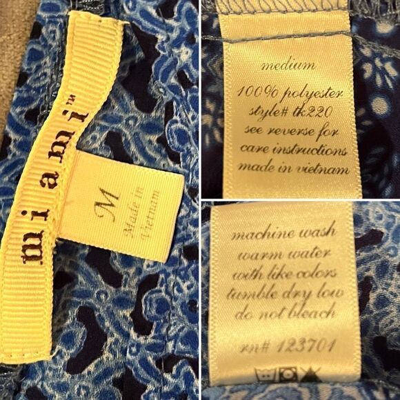 Miami Kaftan Style Mediterranean Print Top Flowy Blue M - Picture 8 of 9